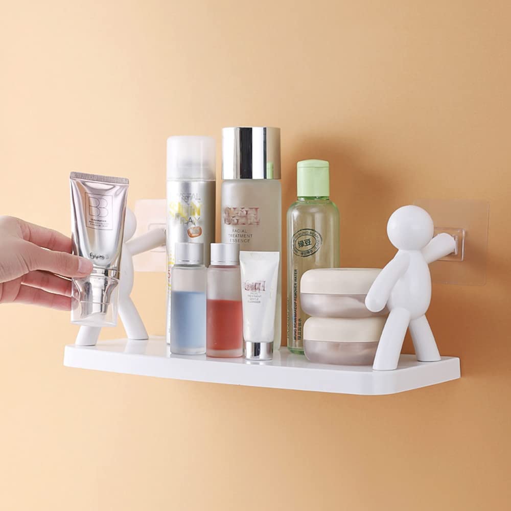 ADL PASSION Wall Mounted Plastic Bathroom Buddy Shelf with 2 Self Adhesive Stickers (White) (1) - View 2 of 2