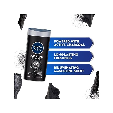 NIVEA MEN Active Clean Shower Gel. Body, Face & Hair. (250ml) - View 3 of 4