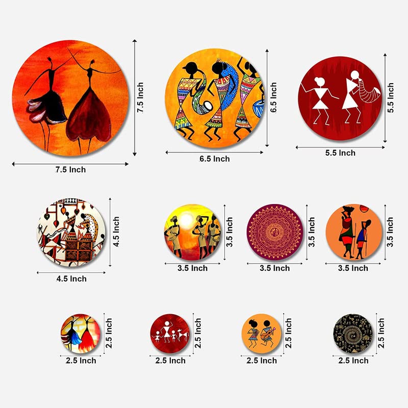 Shri Kanth Art Dancing Design Wooden Wall Hanging Decoration Item for Home|Office|Gift|Living Room|Bedroom|Wall Decoration |Pack of 11 (Multicolor) - View 2 of 3