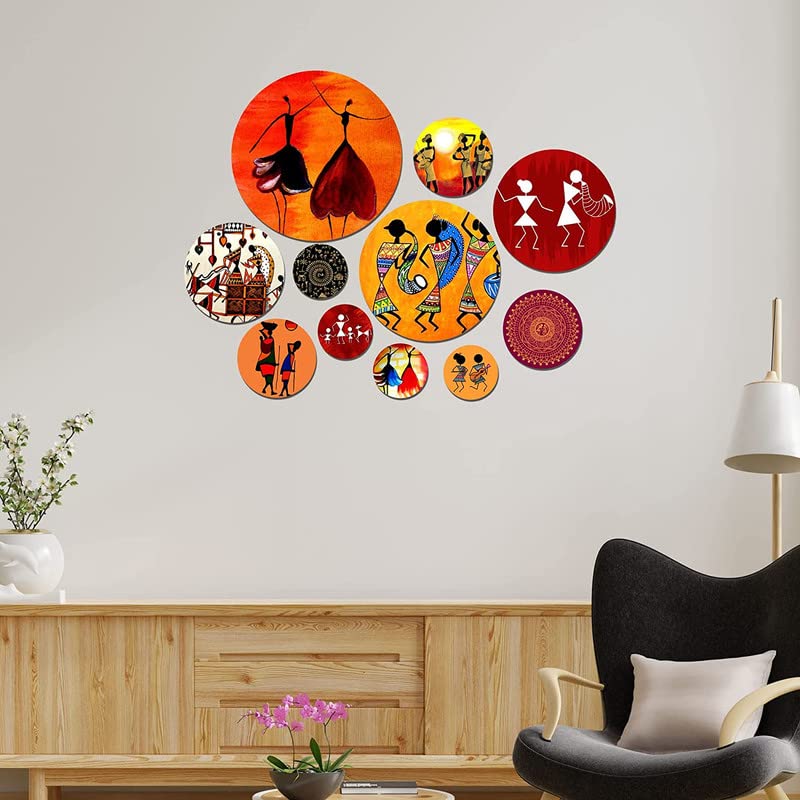 Shri Kanth Art Dancing Design Wooden Wall Hanging Decoration Item for Home|Office|Gift|Living Room|Bedroom|Wall Decoration |Pack of 11 (Multicolor) - View 3 of 3