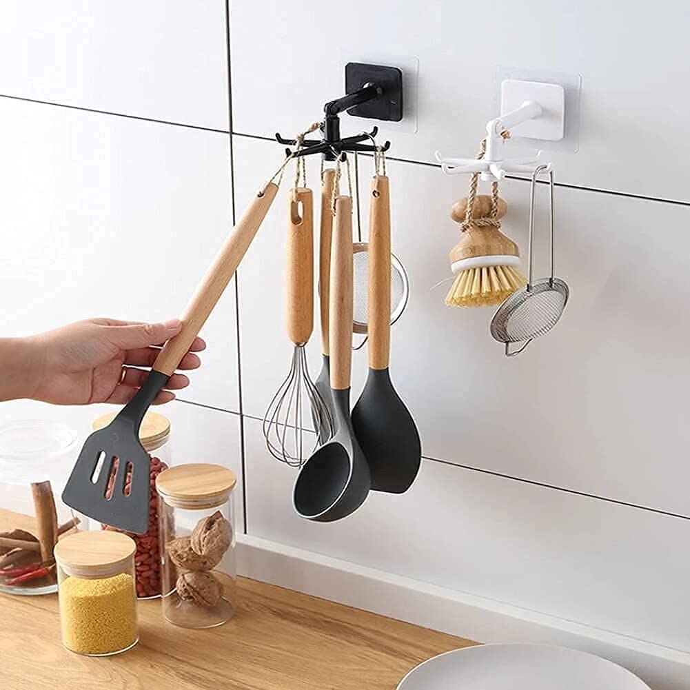 Clixera 360 Degree Rotating Hook | Wall Mounting Kitchen Utensils Rack | Self Adhesive Waterproof Wall Mounted Hanging Rotary Hook for Hanging Bathroom Organizer | Pack 1 - Shop at Colombo Mall
