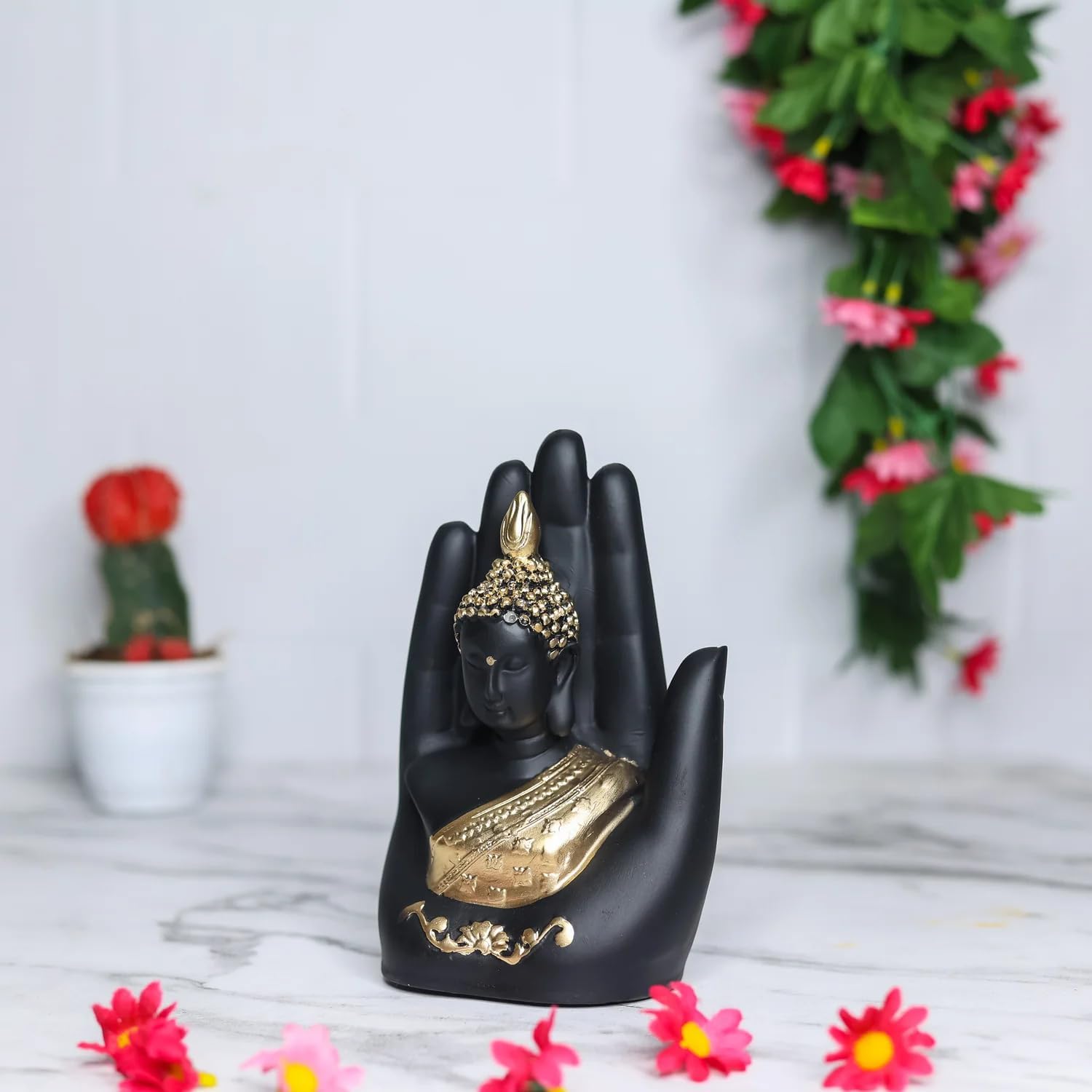 Palm Buddha Idol for Home Decor - Serene Handcrafted Buddha Statue -Buddha Statues Showpieces for Living Room - View 2 of 2