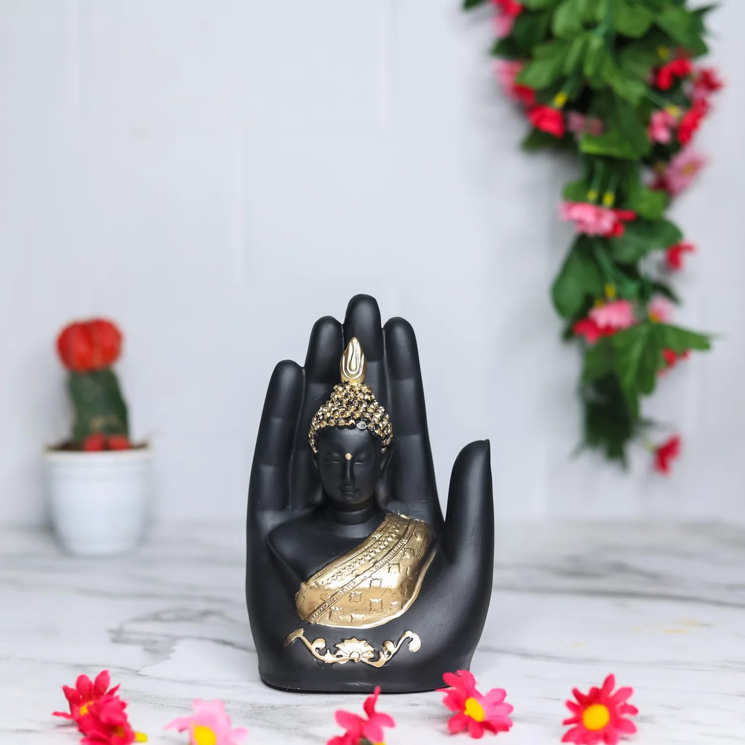 Palm Buddha Idol for Home Decor - Serene Handcrafted Buddha Statue -Buddha Statues Showpieces for Living Room - Shop at Colombo Mall
