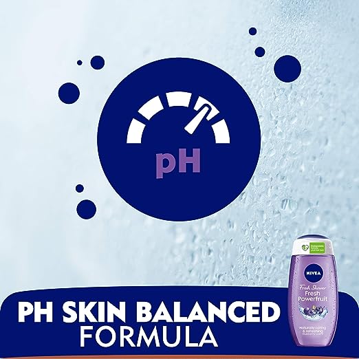 NIVEA Fresh Shower Fresh Powerfruit Naturally caring & refreshing Blueberry scent. (250ml) - View 3 of 5