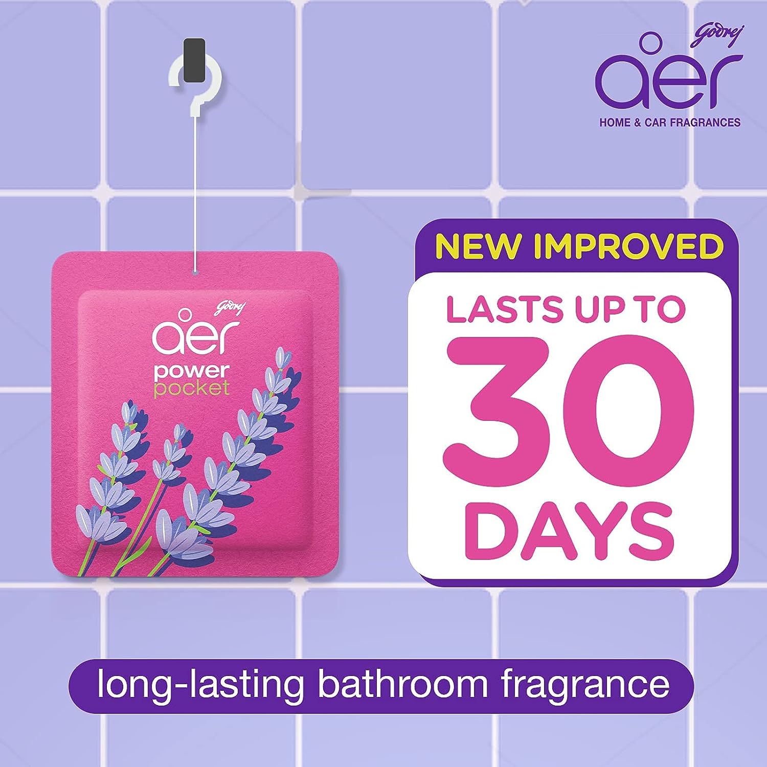 Godrej aer Power Pocket Bathroom Freshener – Assorted Pack of 5 (50g) | Lasts up to 30 days | Germ Protection - View 2 of 2