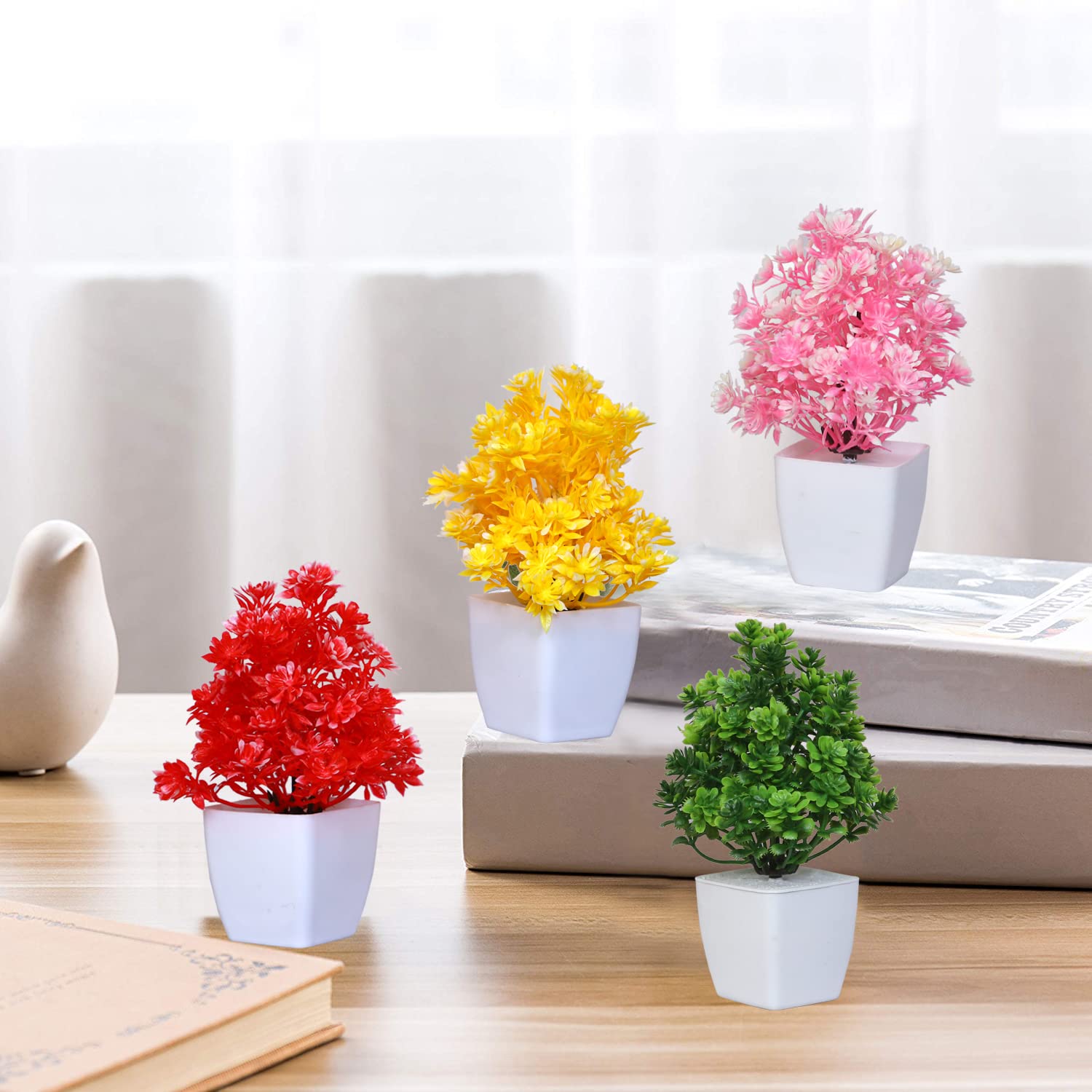 Modo Artificial Bonsai Mini Table Top Plant with Pot for Home & Office Dcor- (15 CM, Set of 4 Plant) - Multicolor Brand: Modo - Shop at Colombo Mall