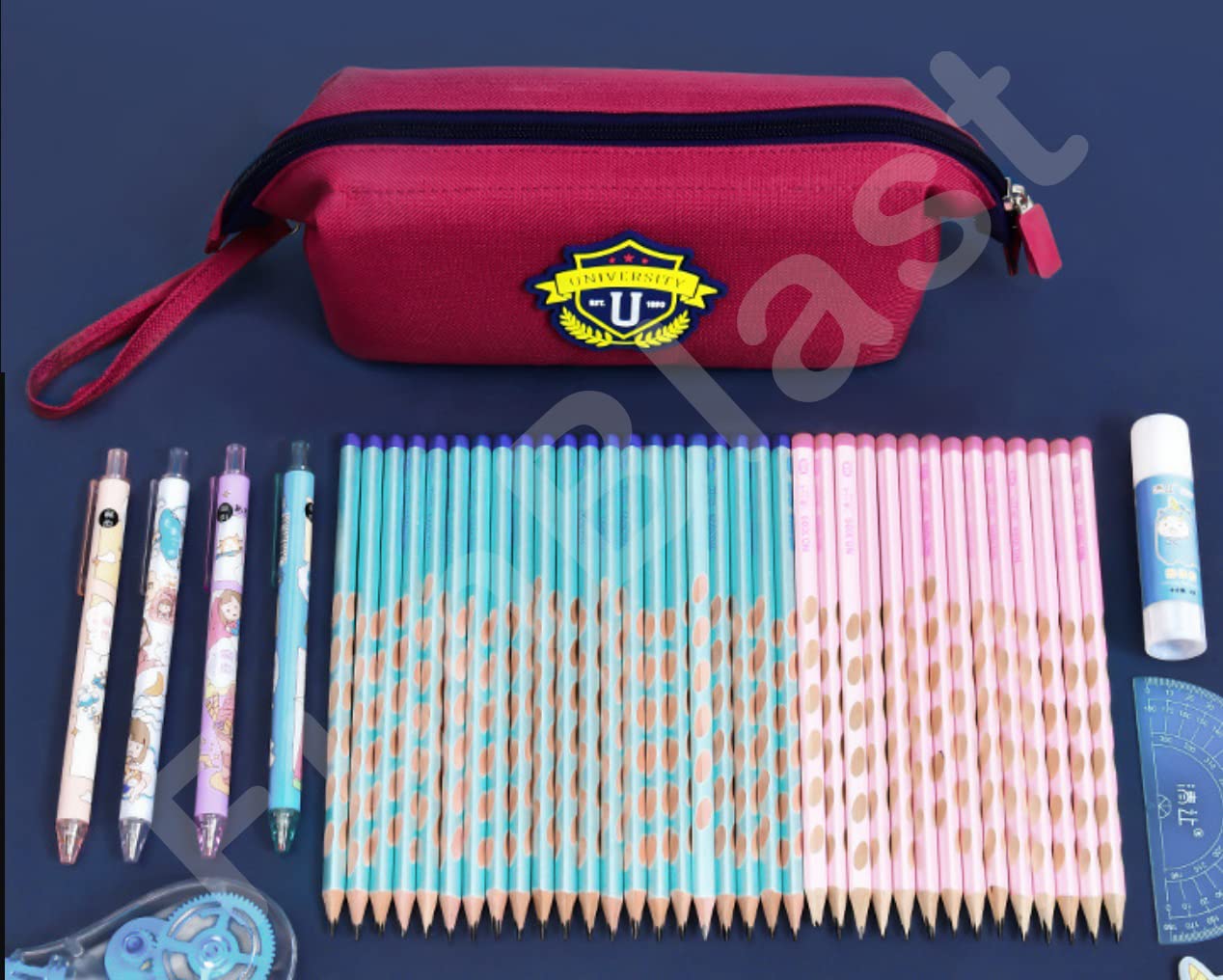 FunBlast Multi-Purpose Pouch for Stationary Items – Travel Pouch Toiletry Shaving Cosmetic Makeup Kit Bag Zipper Stationary Case Pen, Pencil, Cosmetics Pouch (Blue Zip) - View 2 of 2