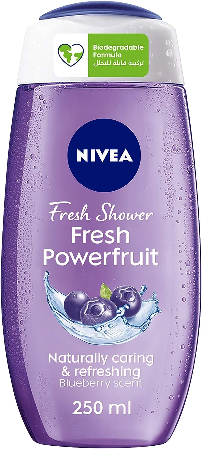NIVEA Fresh Shower Fresh Powerfruit Naturally caring & refreshing Blueberry scent. (250ml) - View 2 of 5
