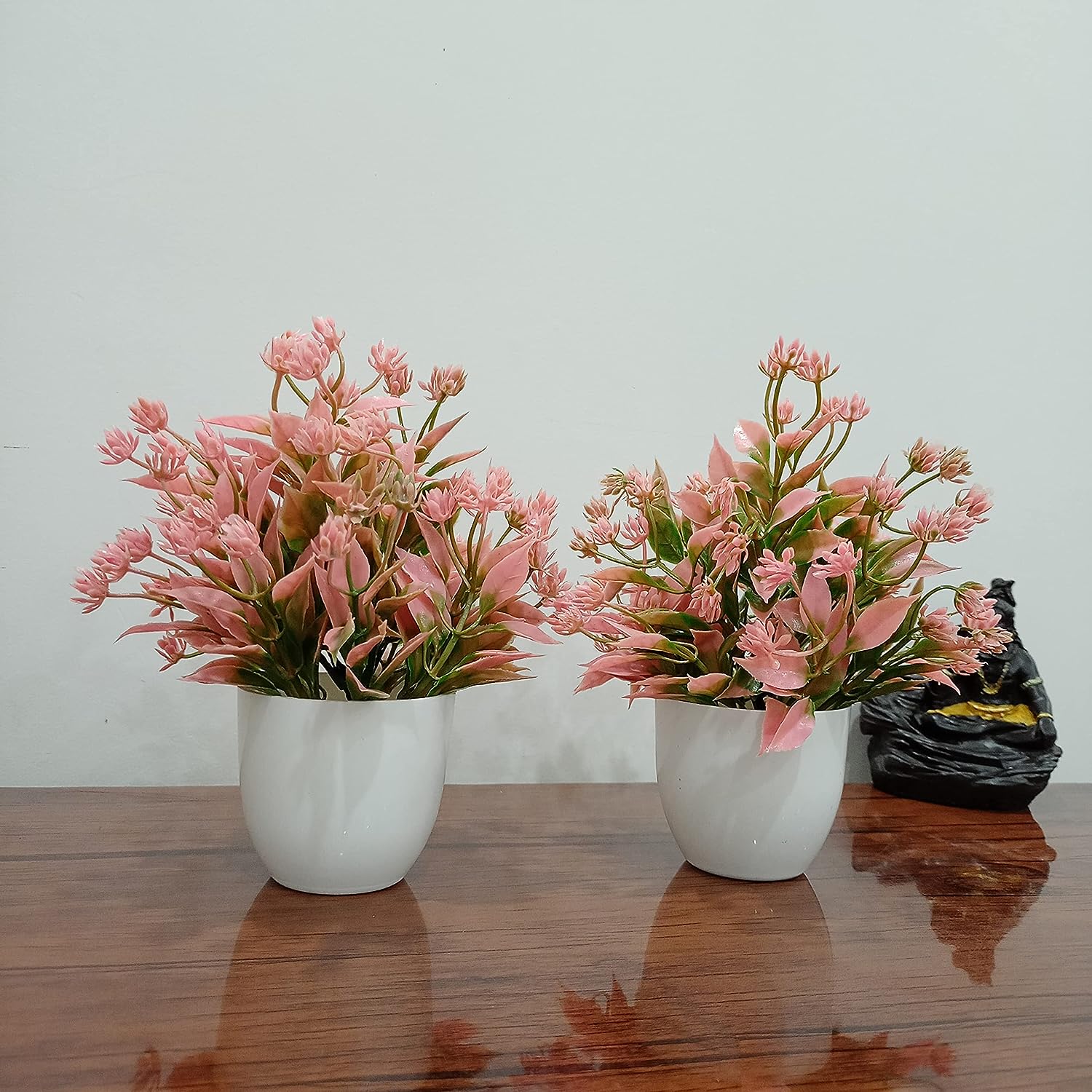 Ramarch Mini MTP Wild Artificial Plant with Pot for Home Decor & Office (Pink, Pack of 2) - View 2 of 2