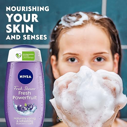 NIVEA Fresh Shower Fresh Powerfruit Naturally caring & refreshing Blueberry scent. (250ml) - Shop at Colombo Mall