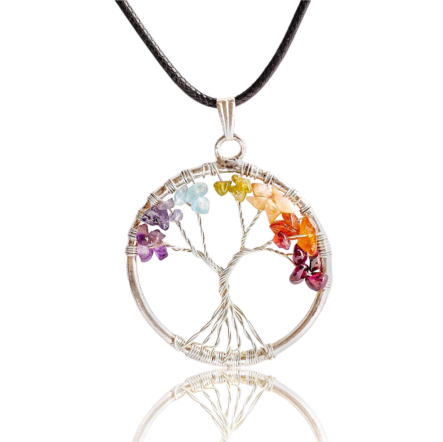 PREK 7 Seven Chakra Crystal Natural Gemstone Bonsai Money Tree for Good Luck, Home Office Decor Decoration Gift Item with Tree of Life Pendant (Seven Chakra 3) - Shop at Colombo Mall