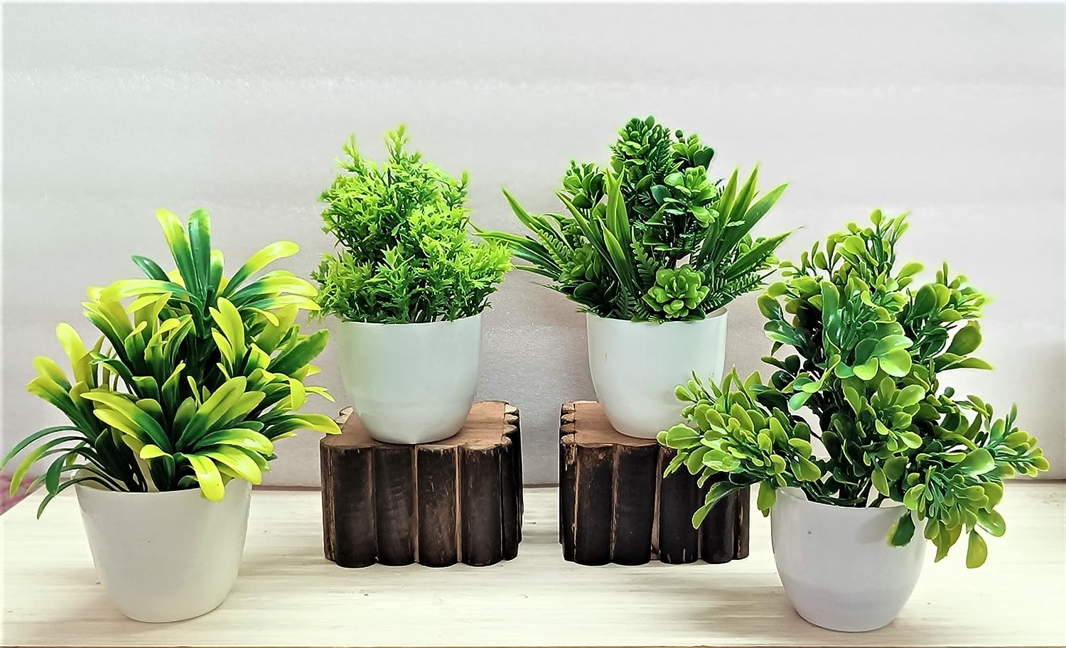 DUCTOR Unique Design Natural Looking Bonsai Artificial Small Green Plant with Pot Combo of 4. for Home, Office Decorate H~15cm (6 INCH) - Shop at Colombo Mall