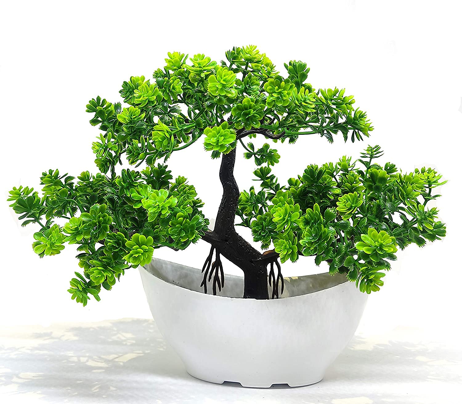 AKP Artificial Bonsai Plants with Pots for Home Office Indoor Décor (Green Flowers Bonsai Tree) - View 2 of 2