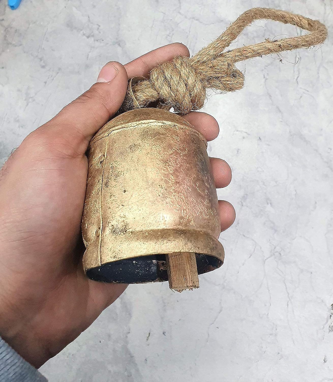 HIGHBIX Lucky Rustic Indian Vintage Tin Cow Bells On Rope, Wall Hanging Decor - View 2 of 2