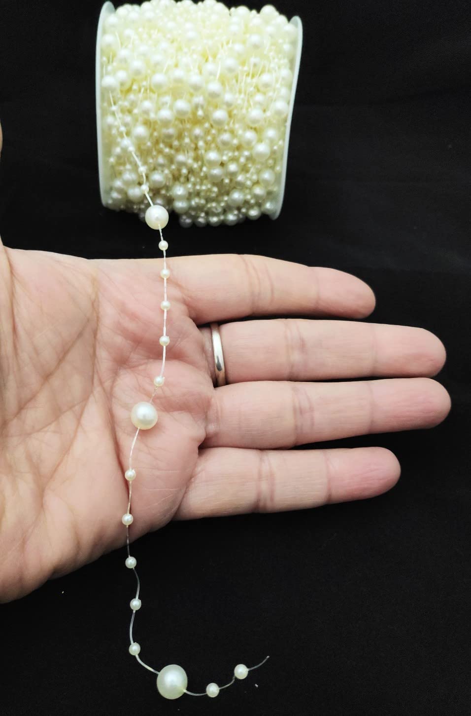 Just Flowers Faux Pearl Beads Chain 3 mm for Jewelry Making, Embellishing Handbags, Garments, Craft Accessories and DIY Projects, Pack of 5 Mtrs - View 3 of 3