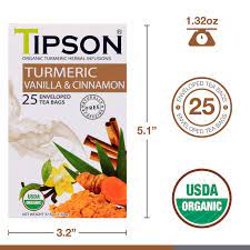 Tipson Organic Turmeric Vanilla & Cinnamon Net Wt. 37.5g   (25 Bags) - View 3 of 4