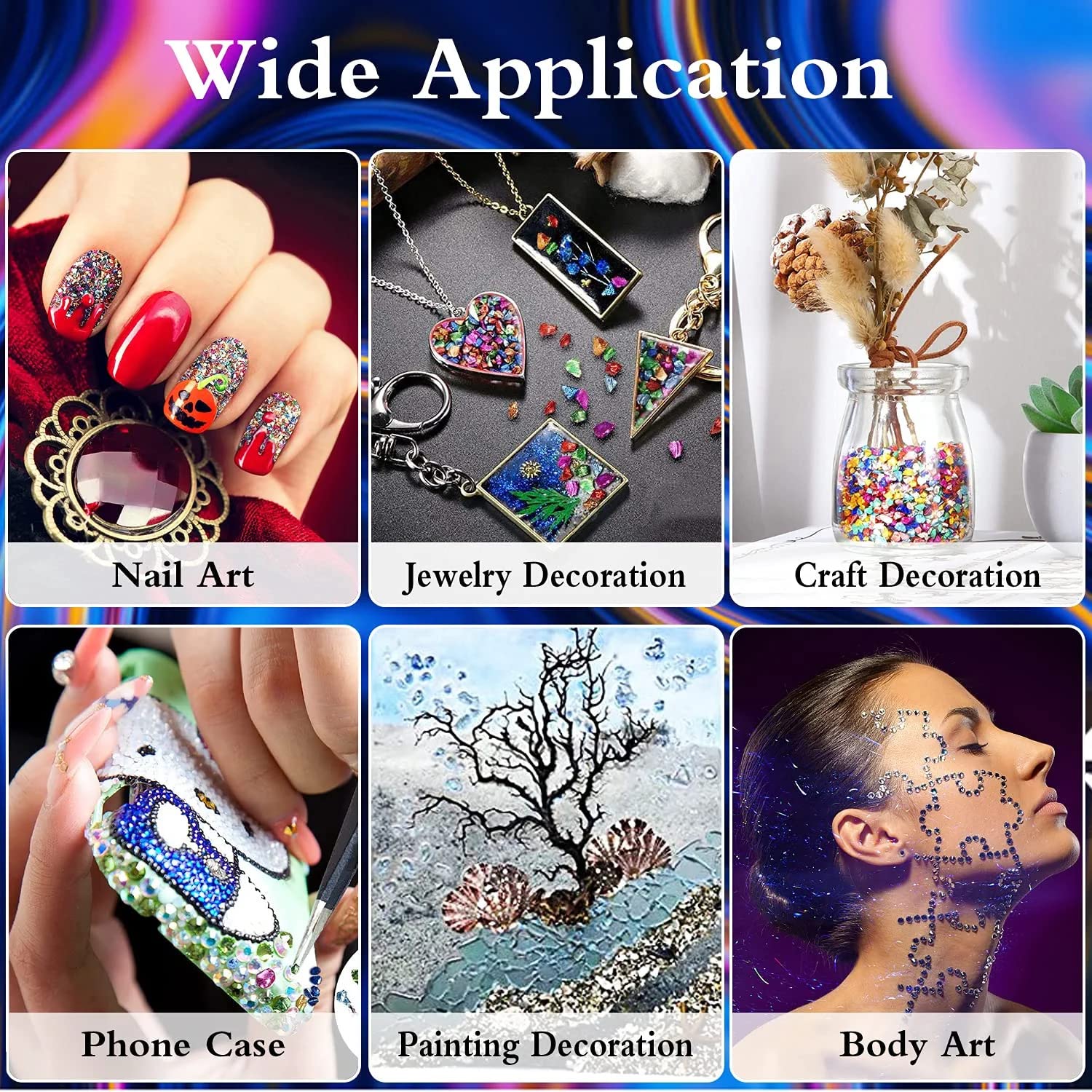 TIPTOP DECORATION Crystal Crushed Glass Glitter Flakes for Art and Craft (100 Grams) - View 2 of 4