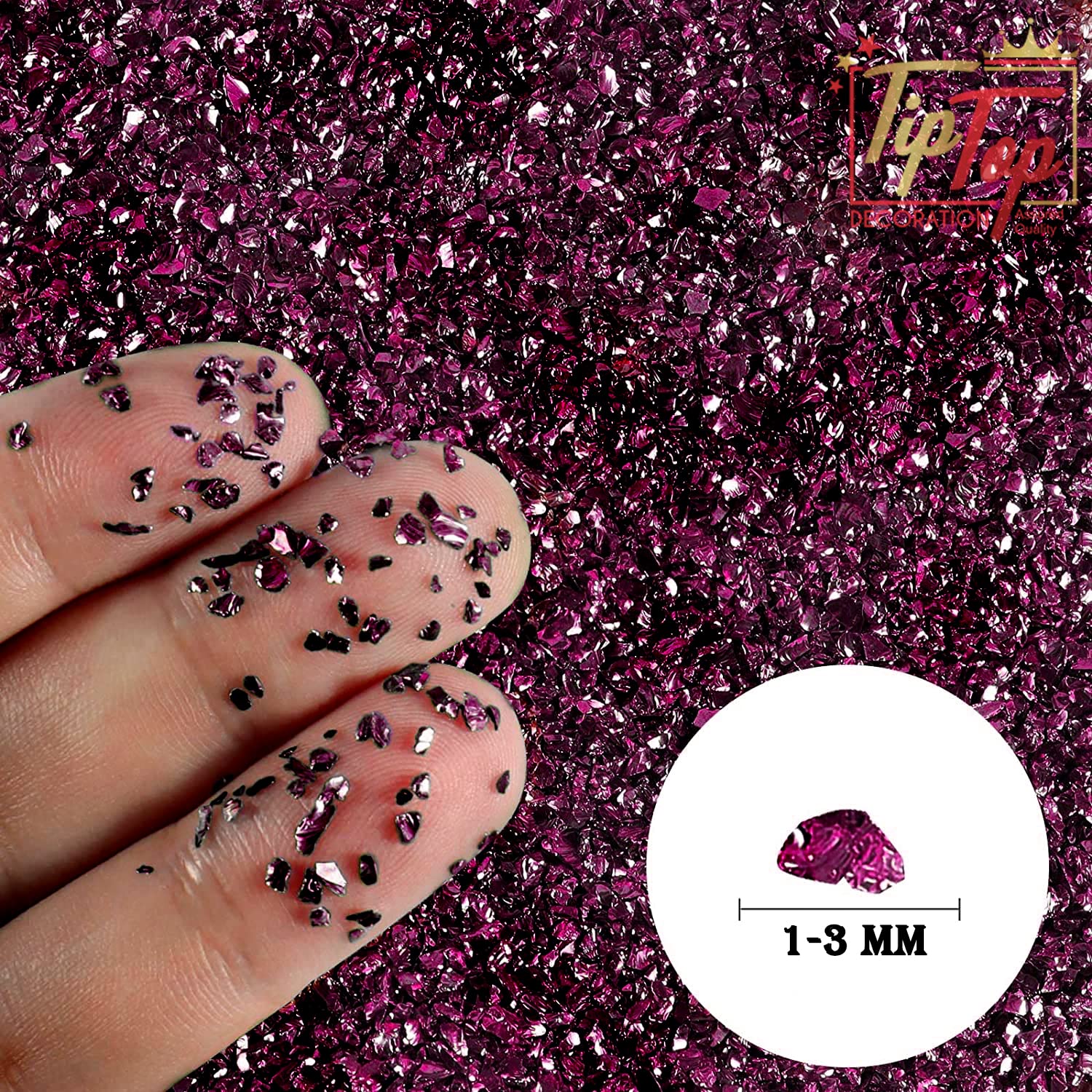 TIPTOP DECORATION Crystal Crushed Glass Glitter Flakes for Art and Craft (100 Grams) - View 3 of 4