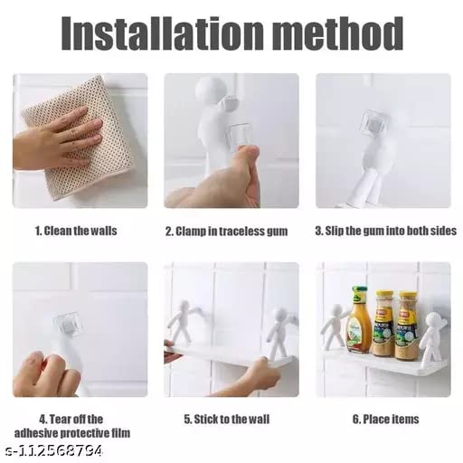 XML Zoozoo Floating Shelf Wall Mounted Wall Rack Shelves for Living Room Home Kitchen Office Accessories Items New Gadgets Storage Organizer Shelf Adhesive No Drilling with Human Hook Cartoon - View 3 of 3