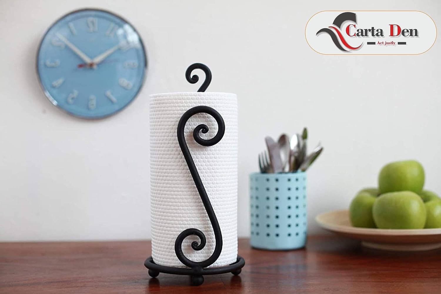 CartaDen Tissue Paper Roll Stand Organizer and Dispenser for Bathroom, Vanity, Shelf, Cabinet Organization - Tissue Paper. (Black Curvy Set of 1) - View 2 of 2