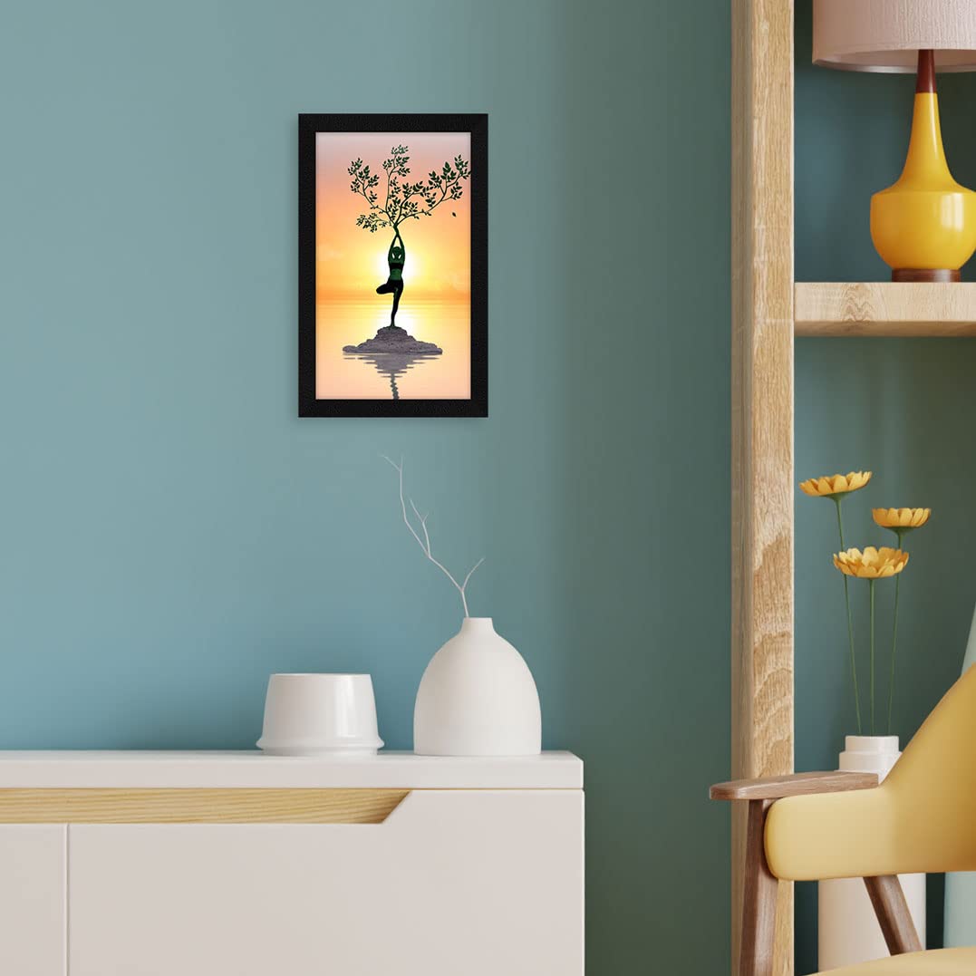 Jitesh Arts Nature Sunrise Yoga Painting For Wall With Frame With Glass 8.5inch x 13.5inch - View 2 of 2