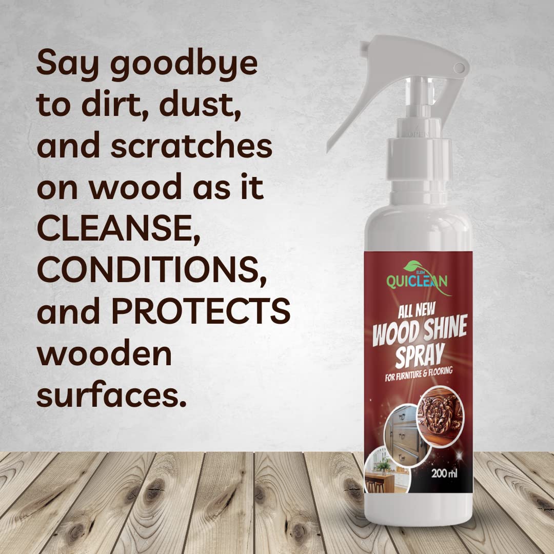 Elem Quiclean Wood Shine Spray | Natural and Herbal Wood Shine and Polish Spray for Furniture, Doors, Windows | For Home and Office Use | Alternative to Wood Polish and Wax (200 ml) - View 2 of 2