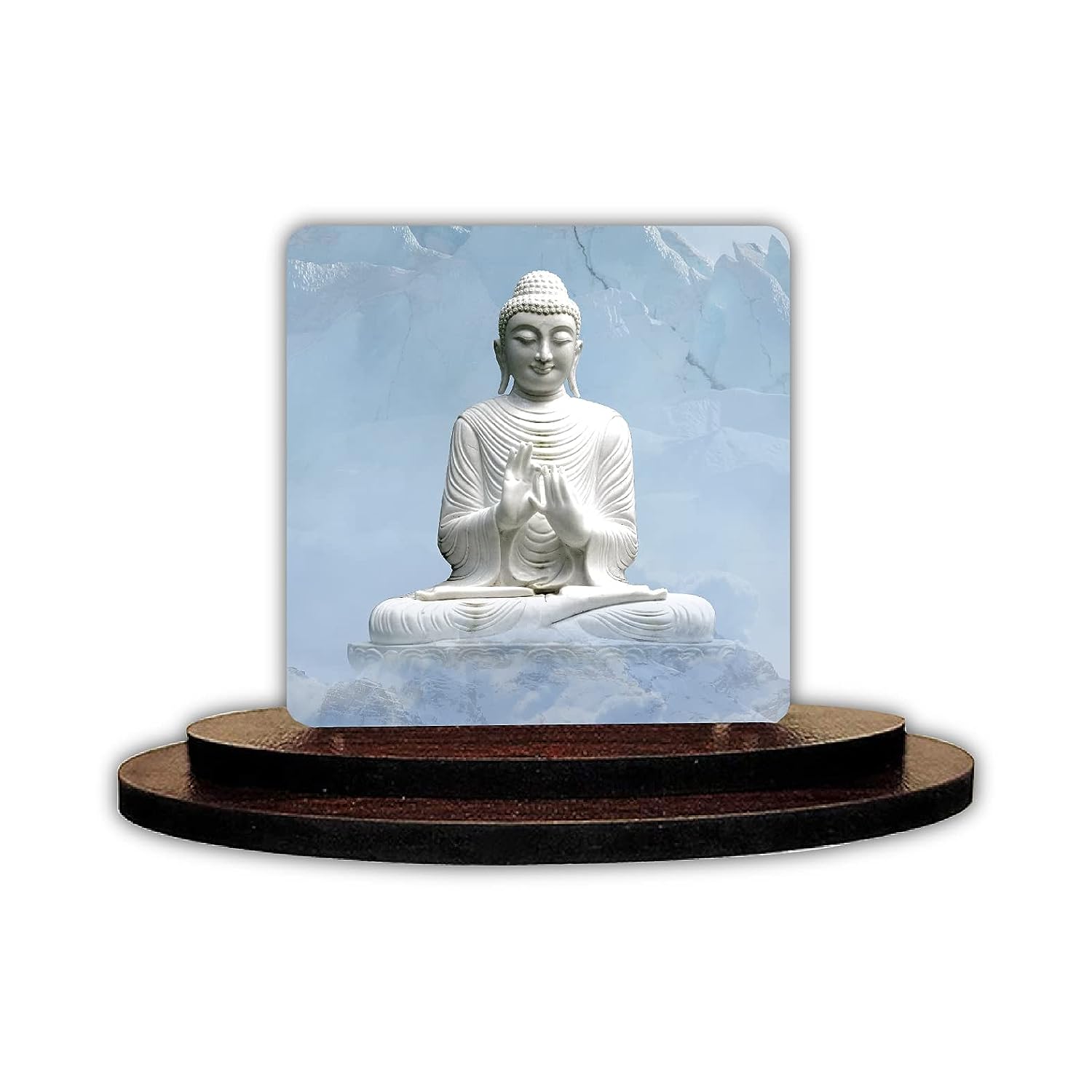 SIGNOOGLE God Buddha Printed Wooden Car Dashboard Idol Statue Showpiece Accessories Gift Office Desk Table Décor L x H 3 x 3 Inches - View 3 of 3