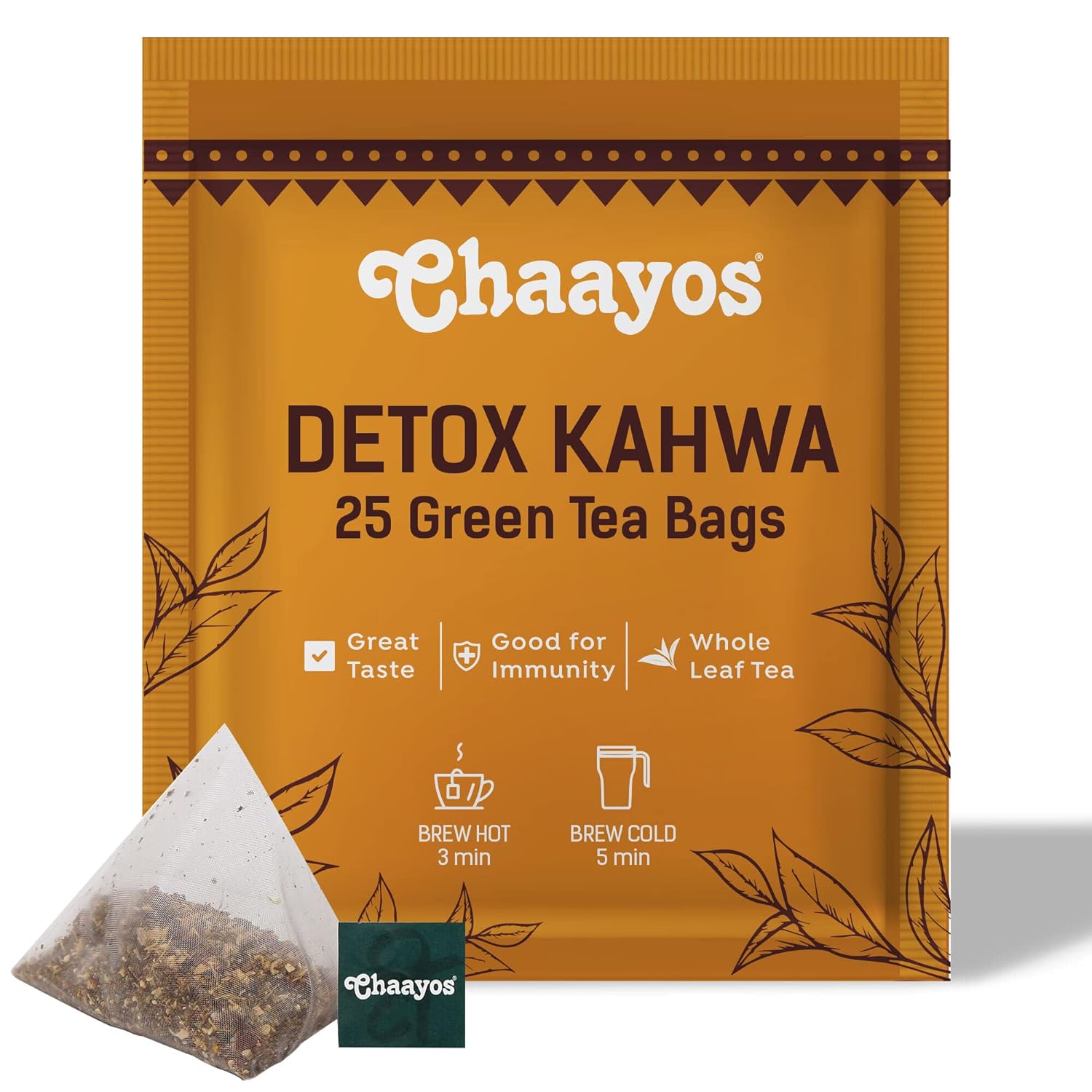 Chaayos Detox Desi Kahwa Green Tea (25 Pyramid Tea Bags)|Kashmiri Kahwa Tea,150 pounds - Shop at Colombo Mall