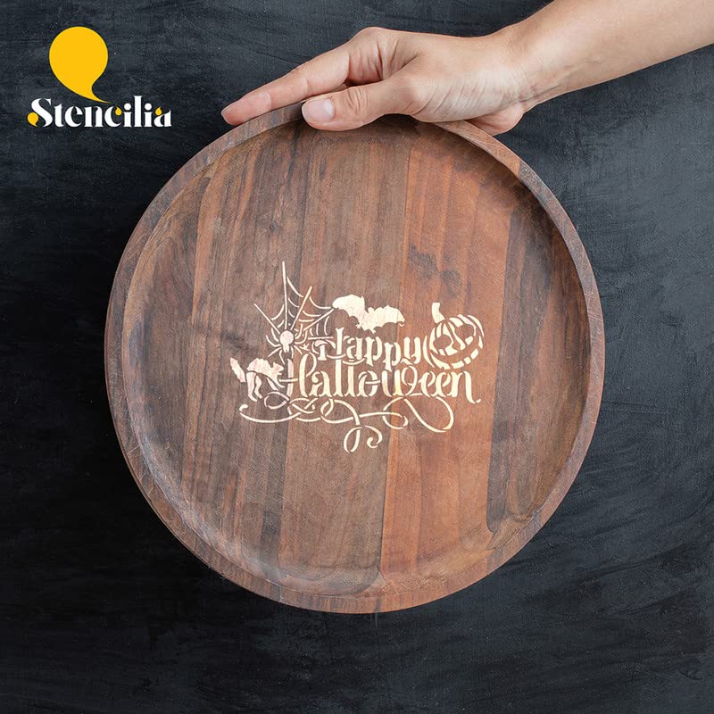 Stencilia Happy Halloween Pumpkin Stencil for Craft Painting, Scrapbooking | Small Size 6x6 inch Reusable Stencils for Painting on Wall, Fabric, Wood, and DIY Art Projects - Shop at Colombo Mall