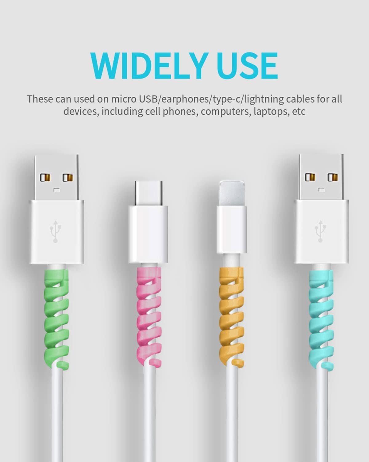 Cable Protectors- Charger Cable Saver, Silicone Flexible Cord Protector, Cable Mouse Cable Wire Protector Compatible for iPhone, Android, MacBook, Headphone - View 2 of 3