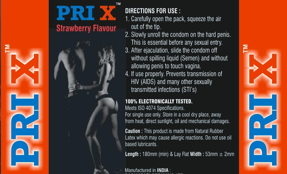 PRI X Premium Dotted Condoms Strawberry Flavour 60 Pcs - View 3 of 3