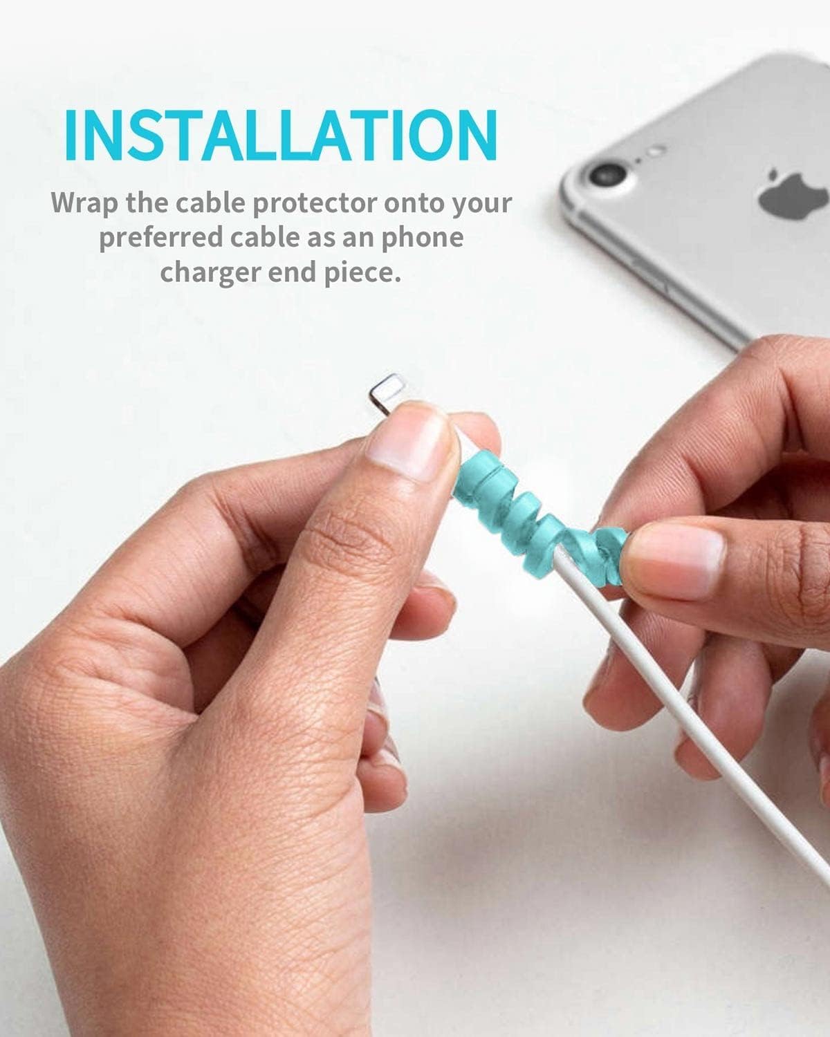 Cable Protectors- Charger Cable Saver, Silicone Flexible Cord Protector, Cable Mouse Cable Wire Protector Compatible for iPhone, Android, MacBook, Headphone - View 3 of 3