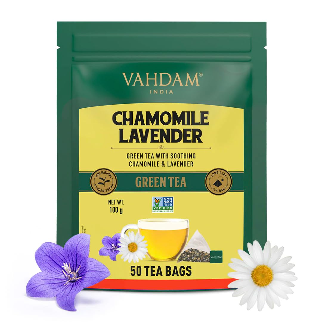 VAHDAM Chamomile Lavender Tea Bags - 50 Units | 100% Fresh and Chamomile Tea, 50 Pyramid Tea Bags - Shop at Colombo Mall