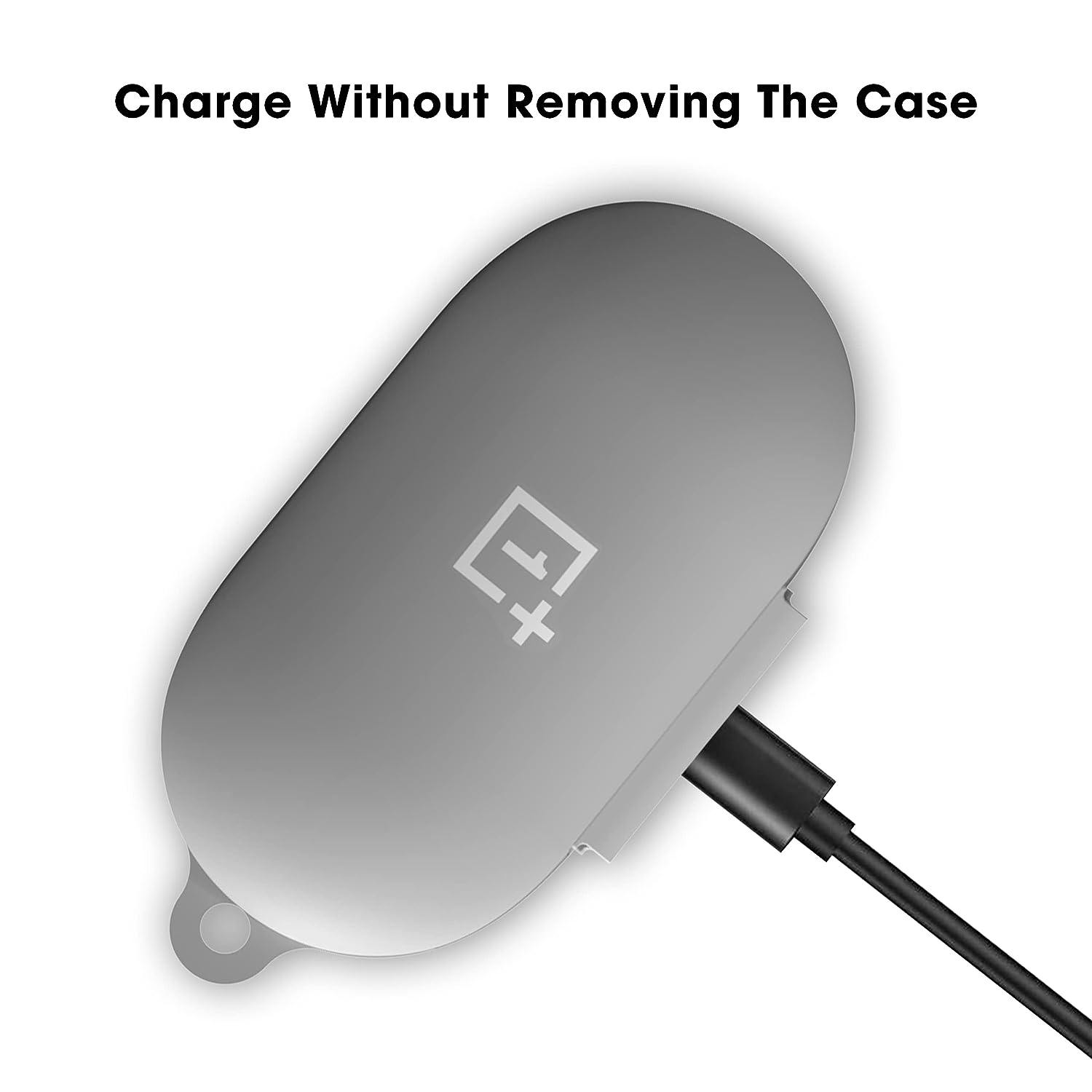 Sounce Earphone Case Cover Compatible for OnePlus Buds Z2, Soft Silicone Skin Case Cover Shock-Absorbing Protective Case with Keychain [Front LED Visible](Grey) - View 3 of 3