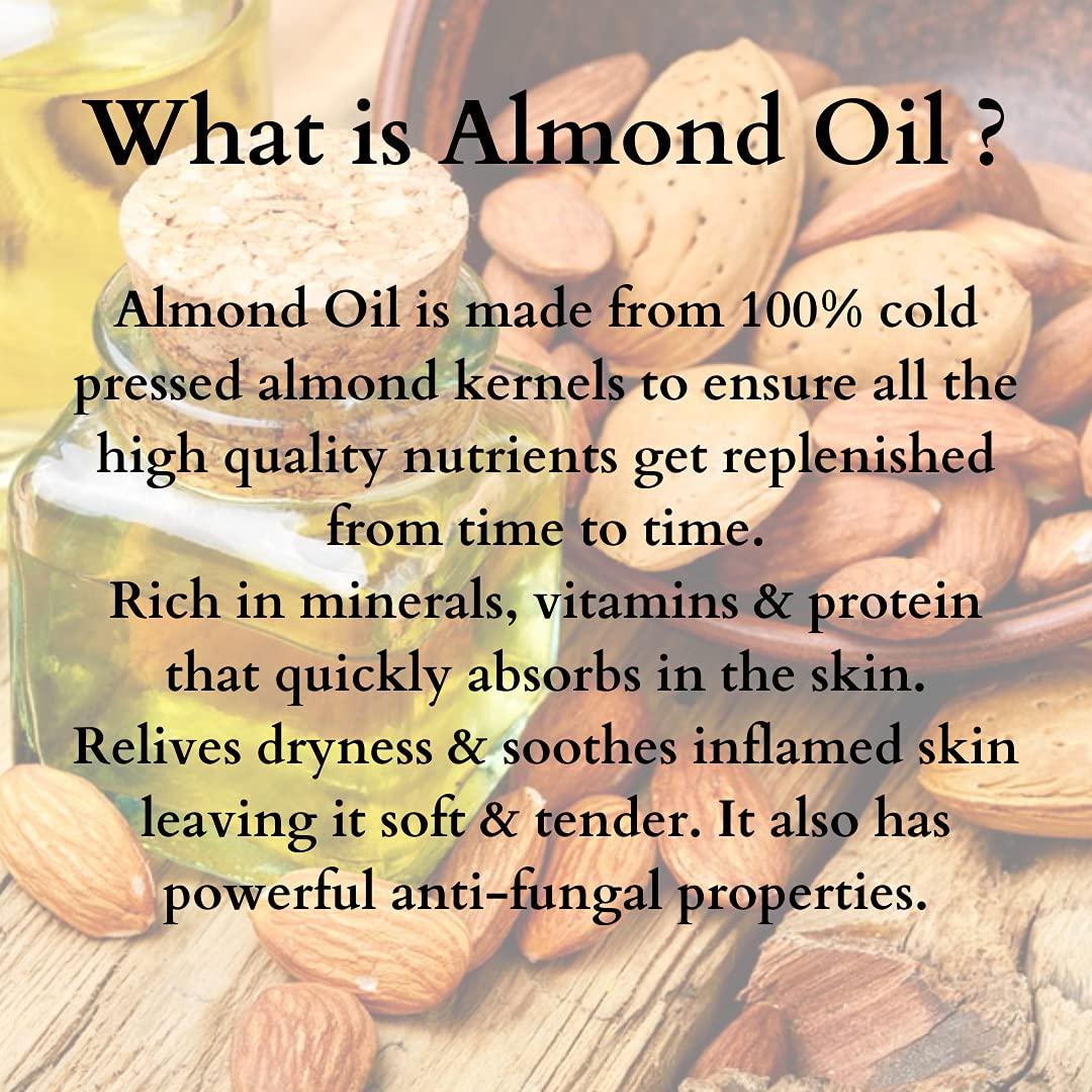 Sugandhim Almond Body Massage Oil, 1 x 100ml, 100% Cold Pressed Almond Kernels Oil, Ayurvedic Approved, Aromatherapy, Natural Oil, Rich In Vitamin E Mineral Vitamins & Proteins, Relieves Dryness, Soothes Skin, Glowing Skin, Powerful Anti Fungal Properties, Light, Soothing, Nutrients, Unrefined & Virgin, Popular Massage Oil Among Massage Therapists, Made In India - View 3 of 3