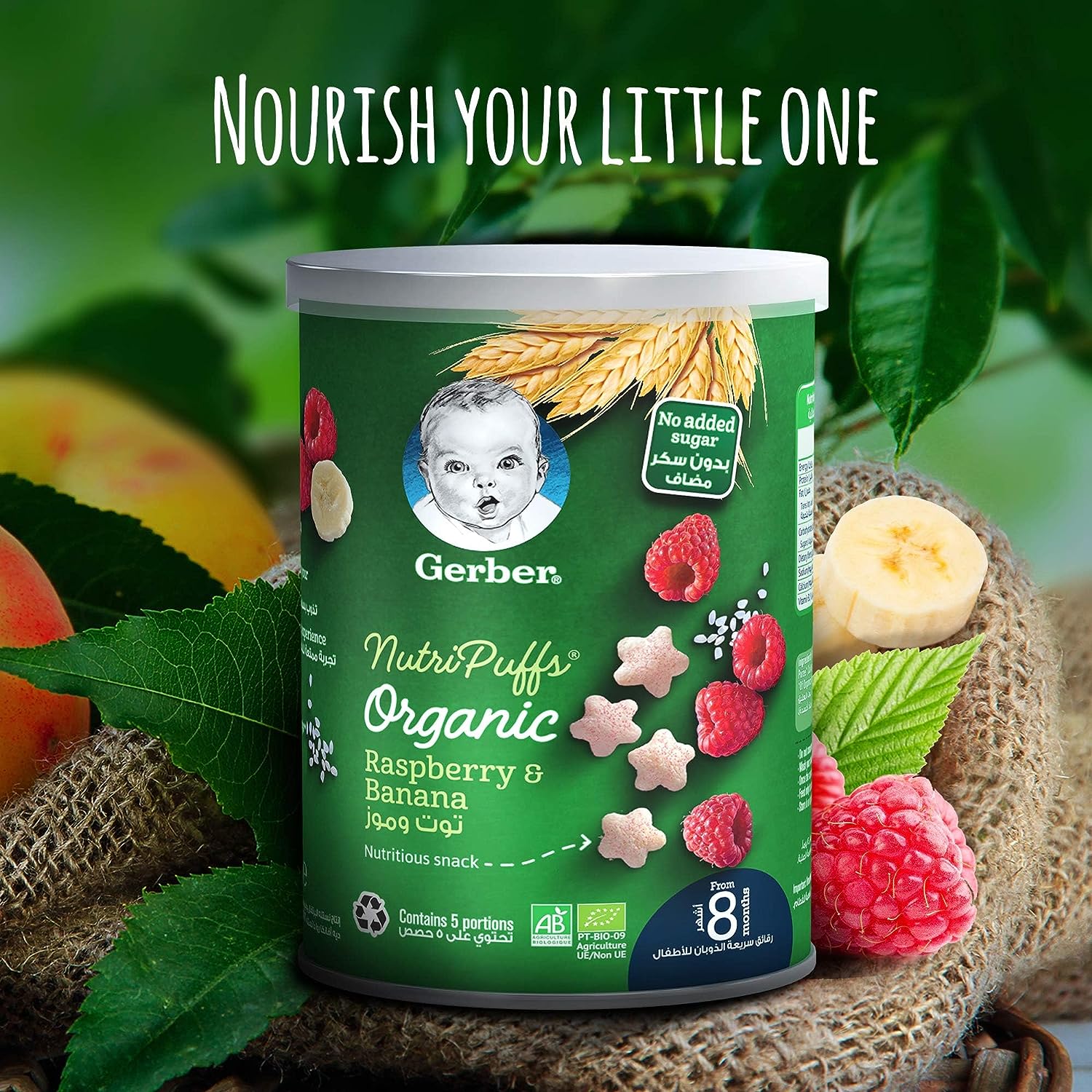 Gerber Baby Food Organic Nutri Puffs Raspberry & Banana ,From 8 Months ,35g - View 2 of 3