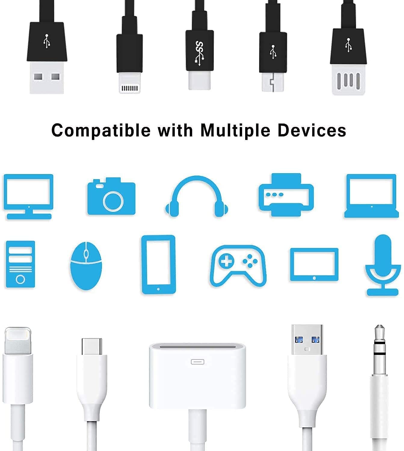 Inefable (24 Pcs) Multicoloured Protection Spiral Cable &amp; Wire Protectors Spring Wire for All Wired Accessories for USB Charger, Data Cable, Earphone, Elastic Cord Saver-(Black &amp; Grey-24Pcs) - View 2 of 4