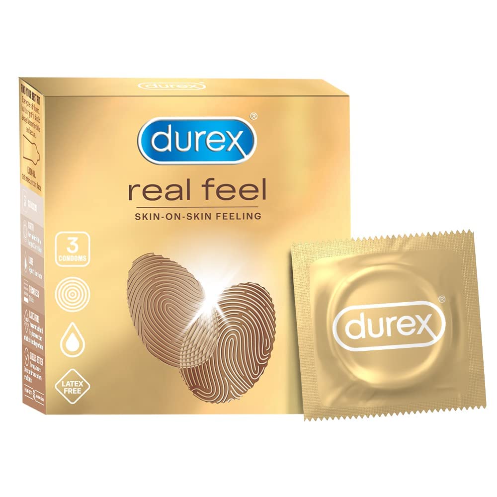 Durex Real Feel Condoms for Men - 3 Count| For Real Skin on Skin Feeling| Latex Free - Shop at Colombo Mall