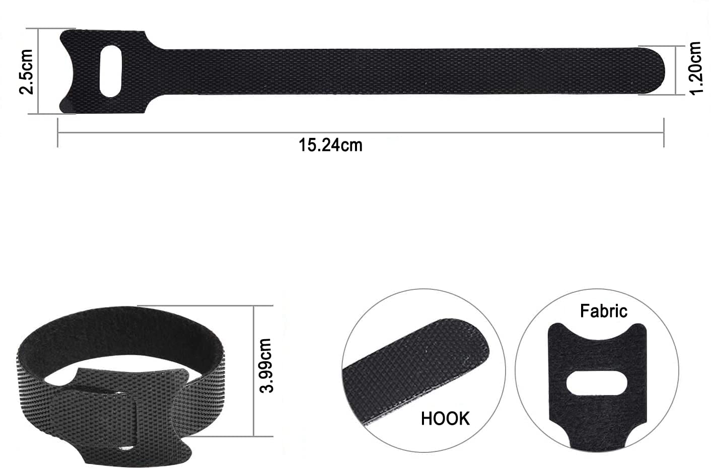 INOVERA (LABEL) Reusable Adjustable Cable Cord Management Hook &amp; Loop Ties Strap Wire Organizer (Cable Strap- Pack of 20) - View 3 of 4