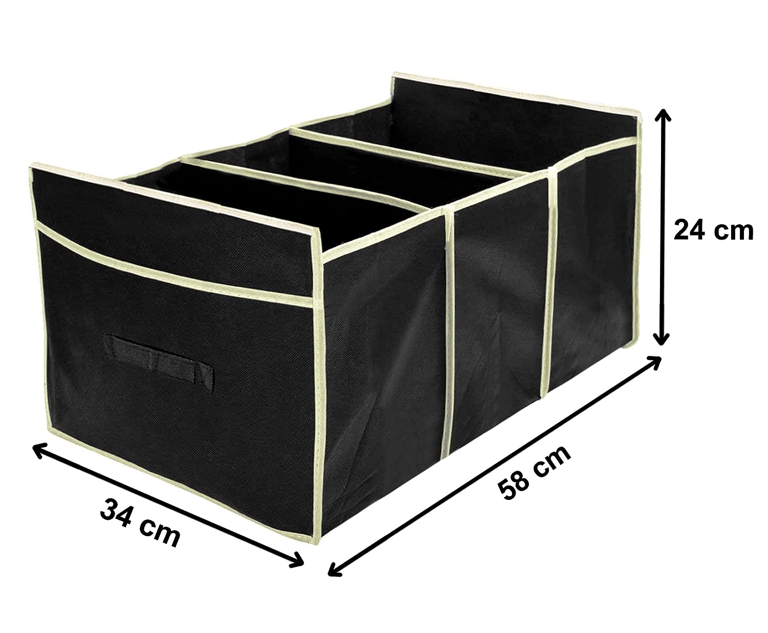 Fun Homes Foldable Trunk Storage Organizer, Reinforced Handles, Suitable for Any Car, SUV, Mini-Van (Black) - View 4 of 4