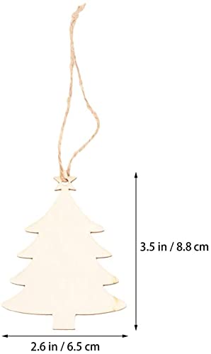 SIGNOOGLE 50pcs Wooden Christmas Ornaments Natural Wood Slices Unfinished Wooden Crafts to Paint Christmas Tree Hanging Ornaments Wood Cutouts Christmas DIY Crafts Pack of 50 - View 4 of 4
