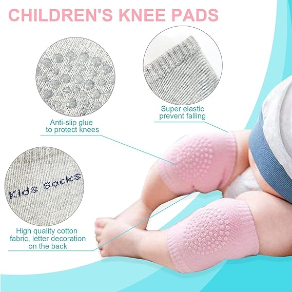SKY-TOUCH Baby Knee Pads for Crawling (5 Pairs) - Anti-Slip, Soft, Stretchable, Cotton, Breathable &amp; Comfortable Safety Knee &amp; Elbow Protectors, Multicolor - View 3 of 3