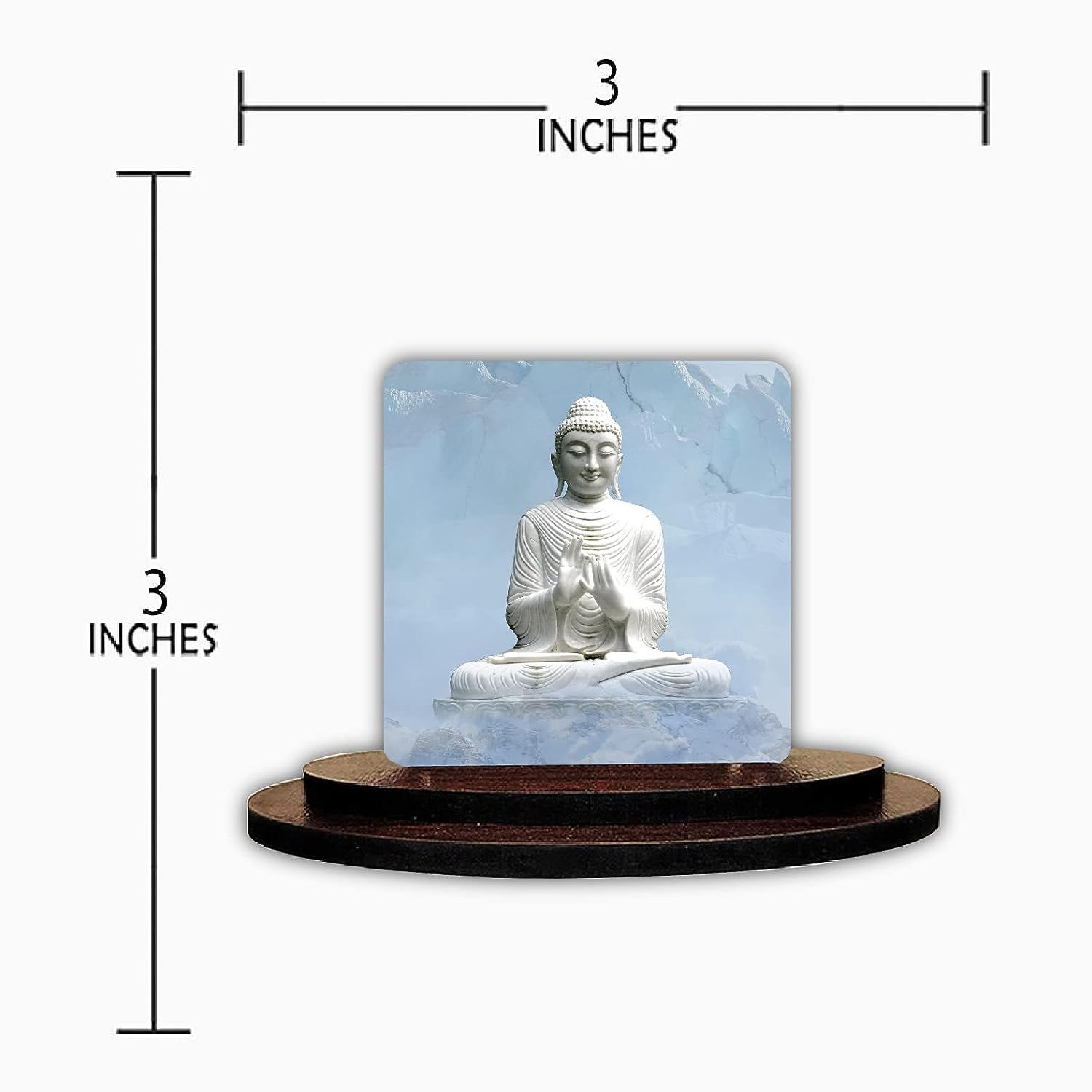 SIGNOOGLE God Buddha Printed Wooden Car Dashboard Idol Statue Showpiece Accessories Gift Office Desk Table Décor L x H 3 x 3 Inches - View 2 of 3