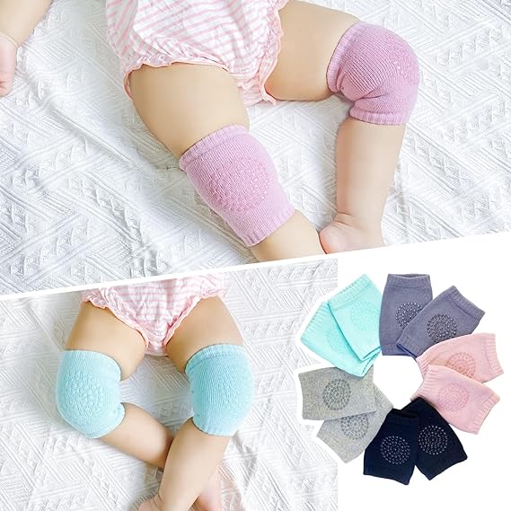 SKY-TOUCH Baby Knee Pads for Crawling (5 Pairs) - Anti-Slip, Soft, Stretchable, Cotton, Breathable &amp; Comfortable Safety Knee &amp; Elbow Protectors, Multicolor - View 2 of 3