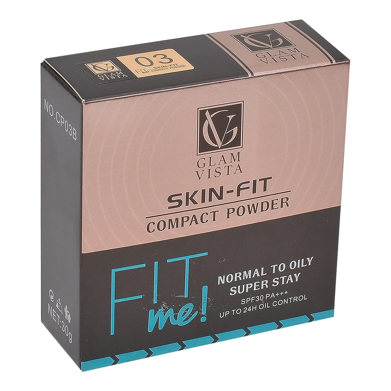 GLAM VISTA SKIN-FIT COMPACT POWDER FIT ME NORMAL TO OILY SUPER STAY SPF30 PA+ UP TO 24H OIL CONTROL (SHADE-03) - View 3 of 3