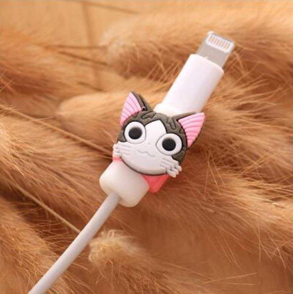 Rack Jack Wire Cable Protector for Charging Cables or Earphones Protection from Tear and Breakage Safe Cover - Kitty - Pink - View 2 of 3
