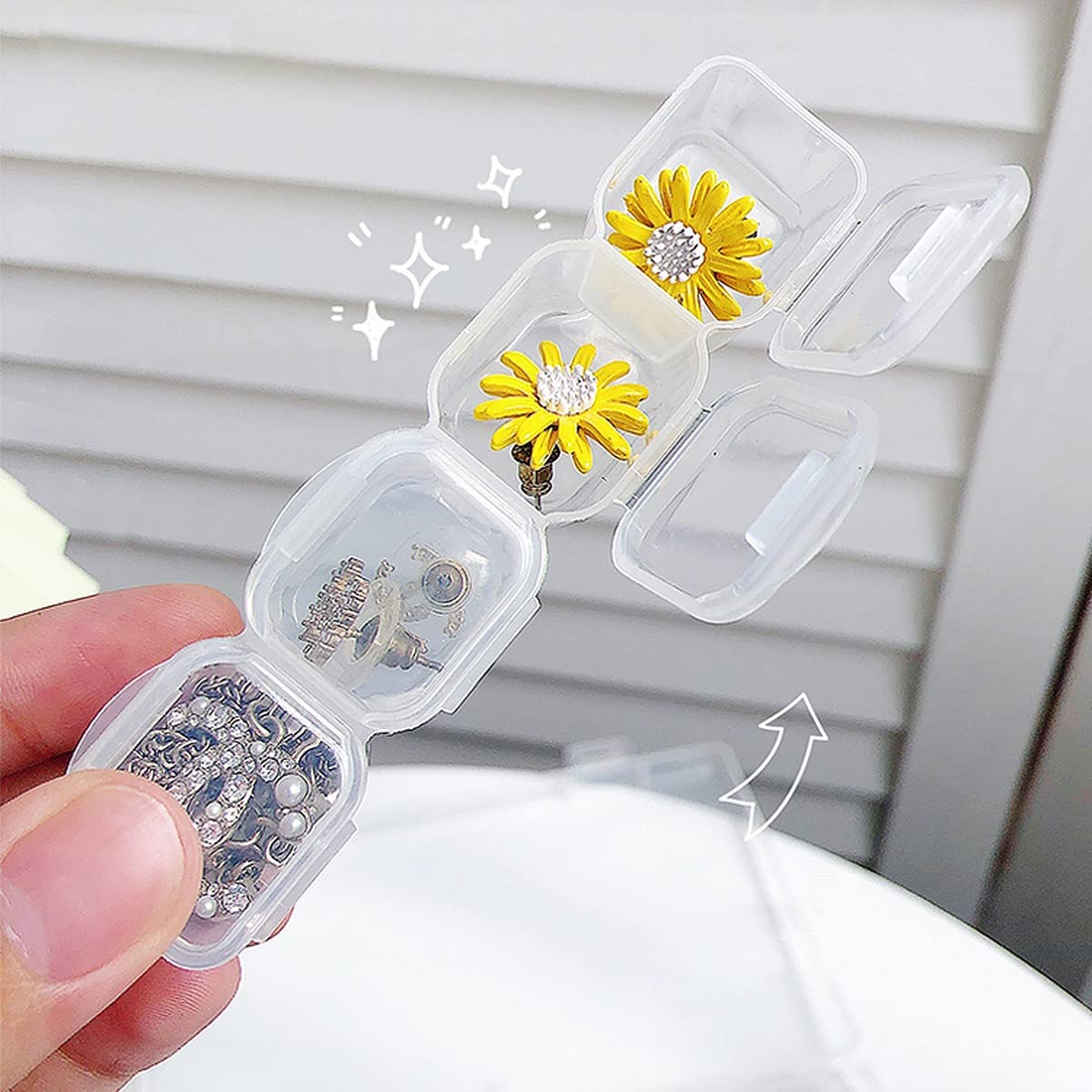 wolpin Plastic Jewellery Organiser 28 Grid Detachable Storage Box Case With Dividers Container For Rings, Earrings, Necklace, Lipstick, Makeup Home Organizer, Transparent - View 2 of 4