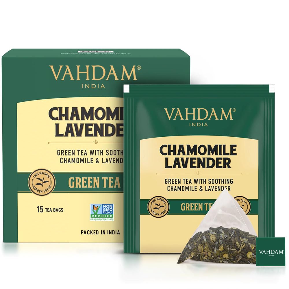 VAHDAM Chamomile Lavender Tea Bags - 15 Units | | 100% Fresh and Chamomile Tea, 15 Pyramid Tea Bags - View 2 of 4