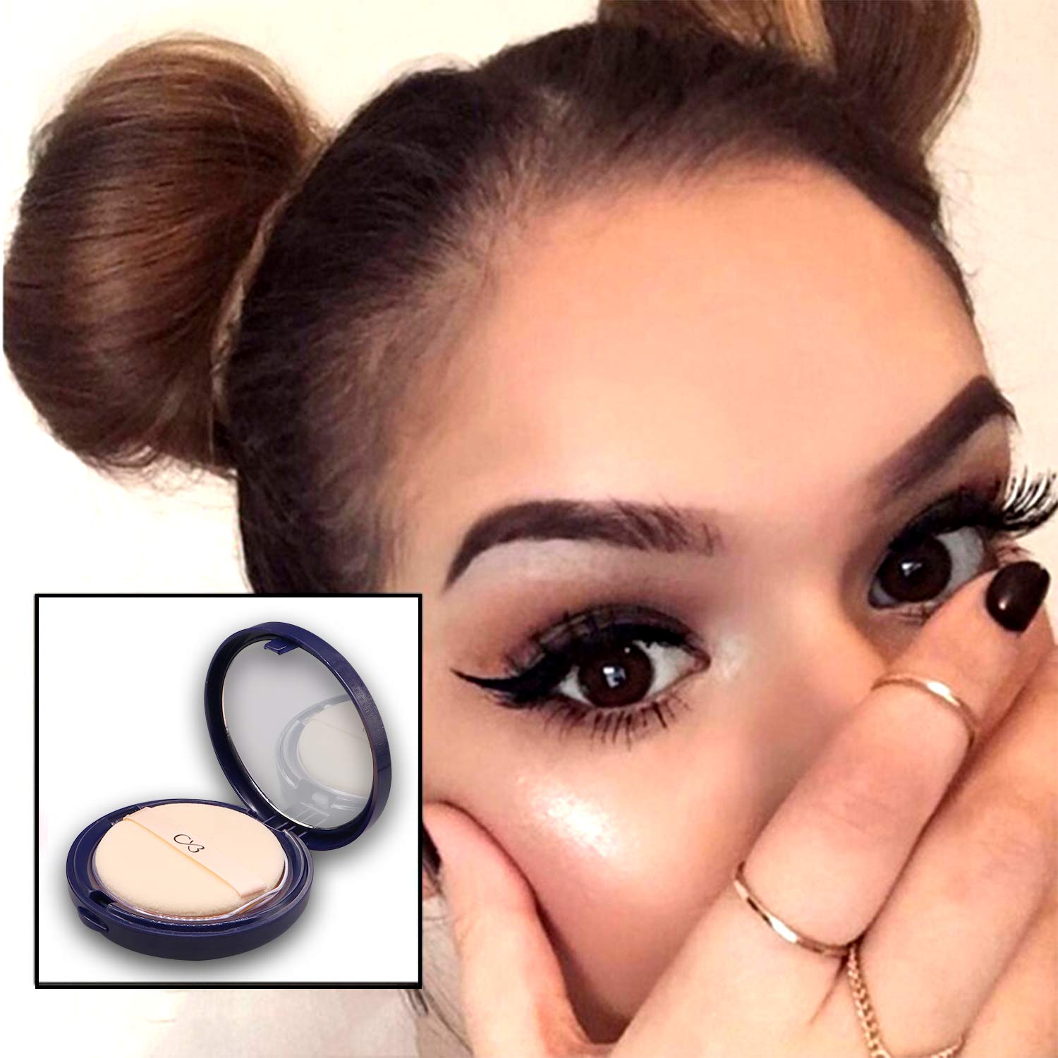 CVB C25 Perfect Pressed Powder for Long Lasting Effect, Weightless Stay Compact Powder for Makeup Base, Enhances Skin Tone, Blurs Imperfections (02, Soft Ivory, 12g) - View 2 of 4