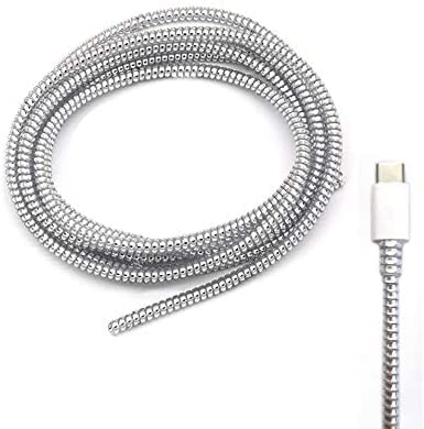 BeFall Electroplated Metallic Cable Spiral Protector/Wire Repair/Pet Cord Protector/Headphone Saver, Cable Wrap/Cover for Mac Charging Cable, USB Tube, Earphone (Silver) - Shop at Colombo Mall